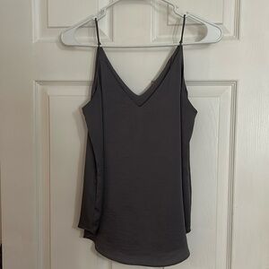 Slate grey satin tank top. Lined.